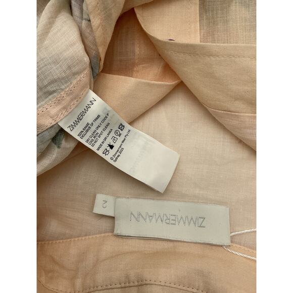 Zimmermann 'Halliday' Cream Ramie Relaxed Shirt Size 2 - Picture 3 of 4